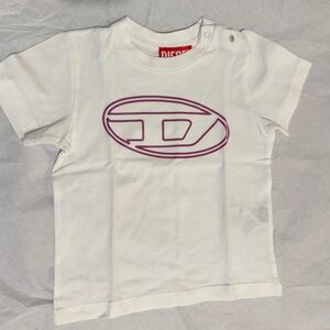 Diesel White Tee with Purple Oval Logo